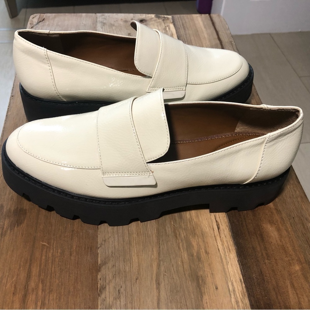 Franco Sarto Brindy Platform Loafer Ivory/Bone SZ 8.5 Preppy Casual Chunky NWOT